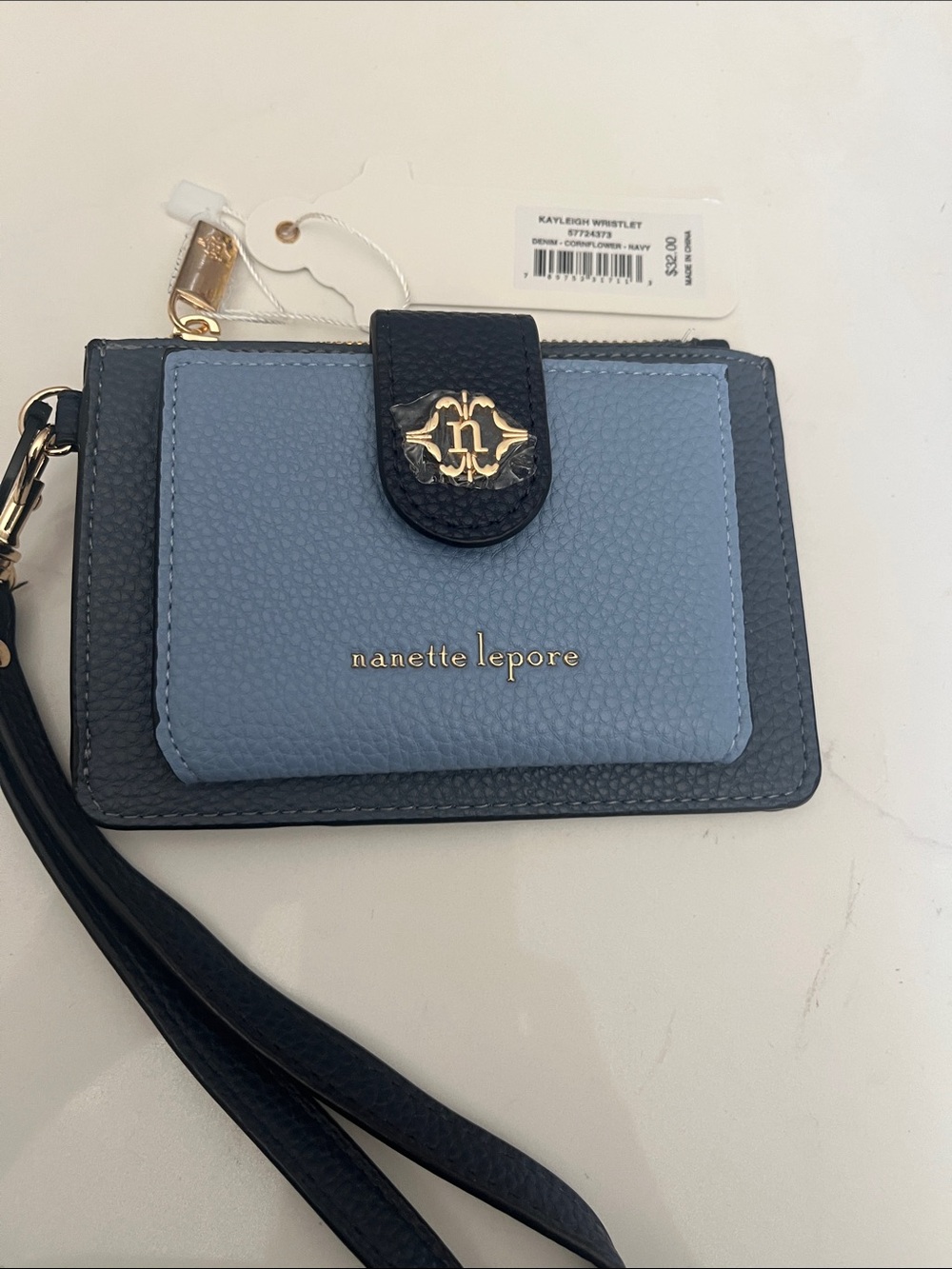 Nanette Lepore Two-Tone Navy & Light Blue Wristlet Card Holder